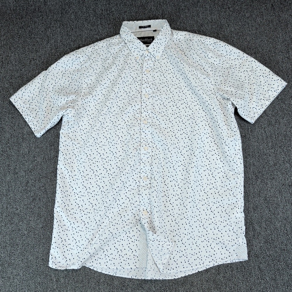 BlueBlack Threads Modern Diamond Print Button Down Shirt Mens XL White Polyester — photo 2